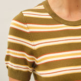 Be Cool - CLASSIC FIT STRIPED SHORT SLEEVE SWEATER TOP
