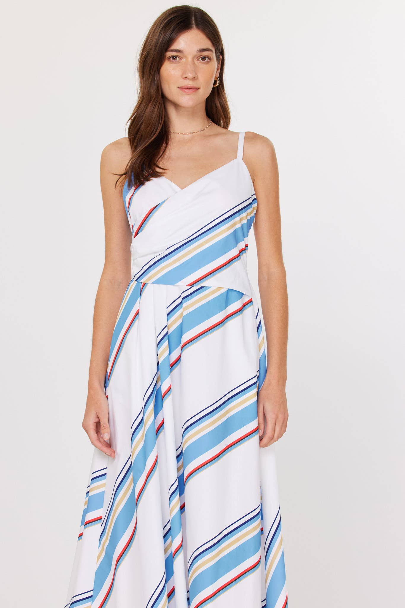 Current Air - Multi Stripe Wrap Detail Midi Dress