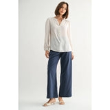 FUN2FUN - SATIN BUTTON FRONT BLOUSE