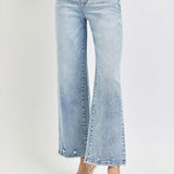 RISEN Tummy Control High Rise Crop Wide Leg Jeans (Plus size)
