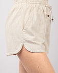 VERY J Drawstring Elastic Waist Linen Shorts