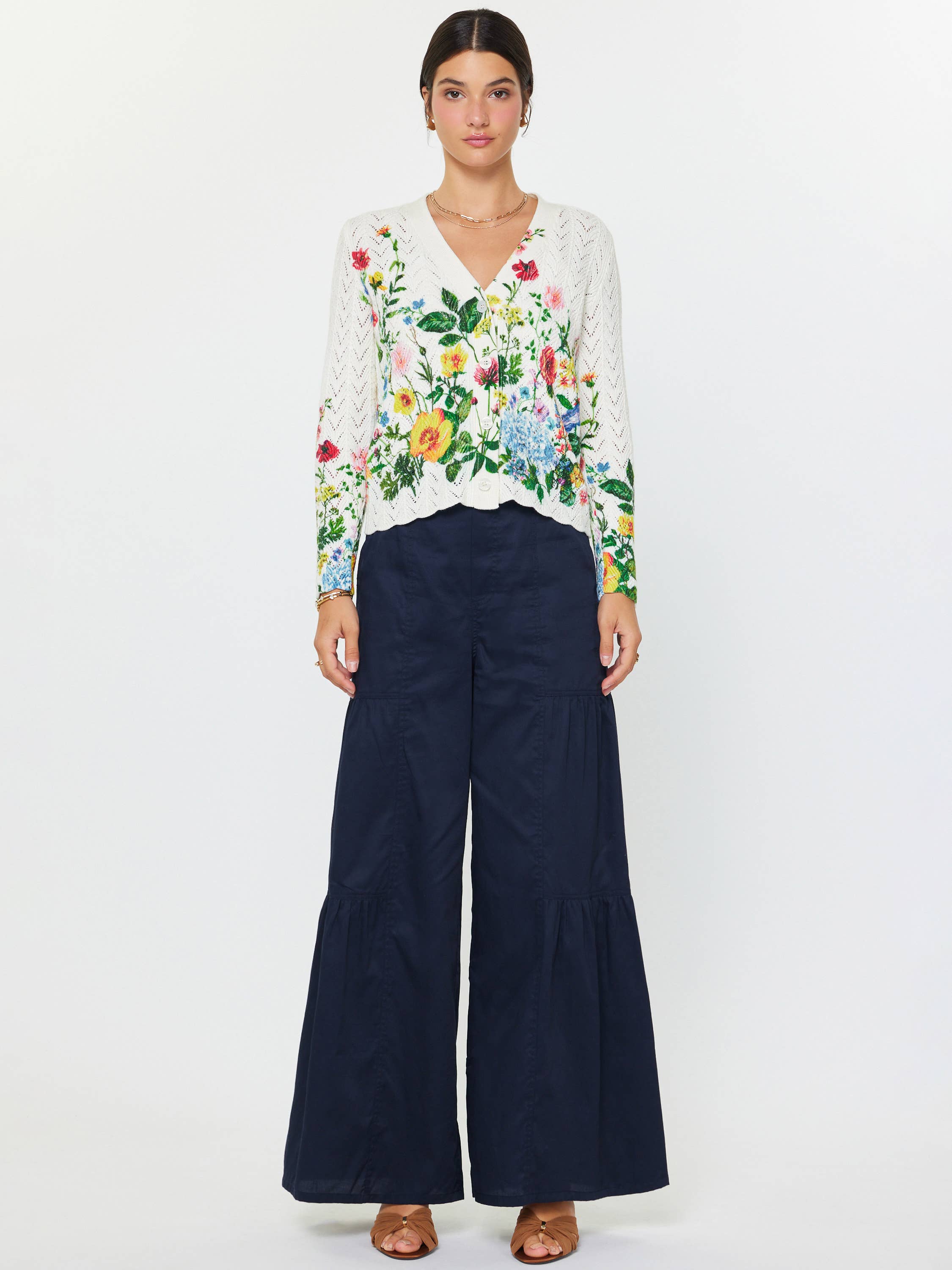 PREORDER: Current Air - Cotton Tiered Wide Leg Pants (ships approx. 2/5/26)
