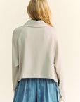 Davi & Dani Drawstring Hem Half Zip Raglan Sleeve Sweatshirt