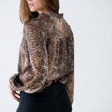 Q2 - Chiffon blouse in brown animal print
