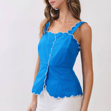 TCEC -Scallop Trim Square Neckline Sleeveless Top