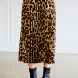 Animal Print Pleated Midi Skirt by LE LIS