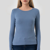 Hashttag - LONG SLEEVE SCOOP NECK,RIB TOP