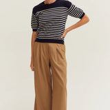 Olivia Stripe Short Sleeve Sweater Top, Crescent