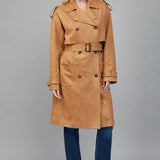 FATE - Faux Suede Double Breasted Trench Coat