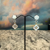 Carved Mother of Pearl and Clover Earrings, Zhanna Jewelry
