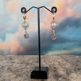 Pearl and rose quartz earrings, By Zhanna