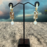 Gold and Pearl Crinkle earrings, Zhanna Jewelry