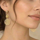Ornate Gold Ball and Disc Earring, Zhanna Jewelry