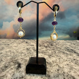 Amethyst Pearl Earrings, Zhanna Jewelry