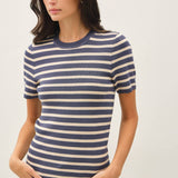 Be Cool - CLASSIC STRIPED CREWNECK SHORT SLEEVE SWEATER
