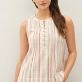 Be Cool - STRIPED GAUZE WOVEN TANK TOP