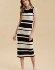 Moon River - STRIPE SLEEVELESS CROCHET KNIT MIDI DRESS