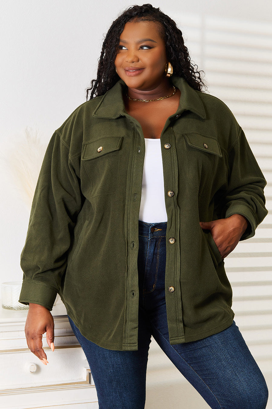 Heimish Cozy Girl Plus Size Button Down Shacket