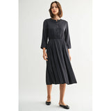 FUN2FUN - BUTTONDOWN DETAIL ELASTIC WAIST SHIRT DRESS