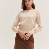 Crescent - Cassie Cinched Waist Boatneck Sweater Top