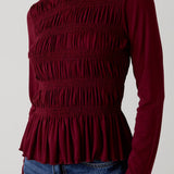 Sunday Edition by LE LIS -Round Neck Long Sleeve Smoked Top