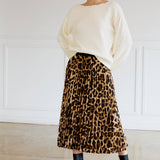 Animal Print Pleated Midi Skirt by LE LIS