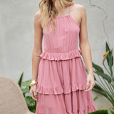 SOLID RUFFLE SLEEVELESS MINI DRESS, Davi & Dani
