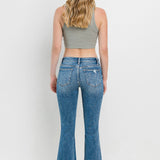 Vervet by Flying Monkey Mid Rise Distressed Cropped Flare Jeans (online only)