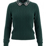 Current Air - Embellished Cable Knit Sweater