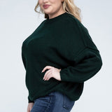 Oversized Raw Seam Melange Sweater, Zenana (Plus size only)