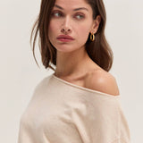 Crescent - Cassie Cinched Waist Boatneck Sweater Top