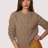 Lost + Wander - Georgina Cardigan - Fall Cable Knit Sweater Brown