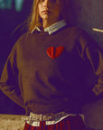 Q2 - Carbon grey sweater with red heart detail