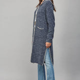 Whipstitch Edge Hooded Knit Cardigan, FATE