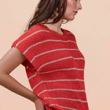 VERY J -Striped Knit Sweater Vest Top