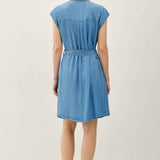 Be Cool - MINI DENIM LOOK TENCEL BUTTON UP DRESS WITH POCKETS