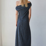 By Together Woven Polyester Dot Print Cowl Neck Sleeveless Midi