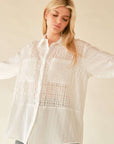 Davi & Dani Crinkled Jacquard Button Down Shirt