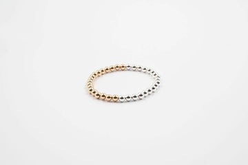Two Tone 14k Gold Filled and Sterling Silver Bead Bracelet, Arm Candy by Alysa