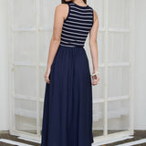 Moon River - STRIPE TANK SLEEVELESS MIXED MEDIA MIDI DRESS