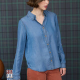 Blu Pepper - CHAMBRAY COLLARED 3/4 TAB SLEEVE BUTTON DOWN SHIRT