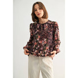 FUN2FUN - FLOWER PRINT BOHO BLOUSE