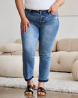 Judy Blue Full Size Release Hem Cropped Bootcut Jeans