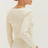 Tracey Lace Up Ribbed Knit Top, Crescent