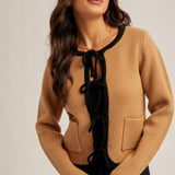 Front tie Cardigan Sweater, Hem and Thread