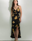 Moon River - FLORAL SLEEVELESS RUFFLE WRAP MAXI DRESS