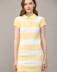 FATE - STRIPE POLO COLLAR SHORT SLV SWEATER DRESS