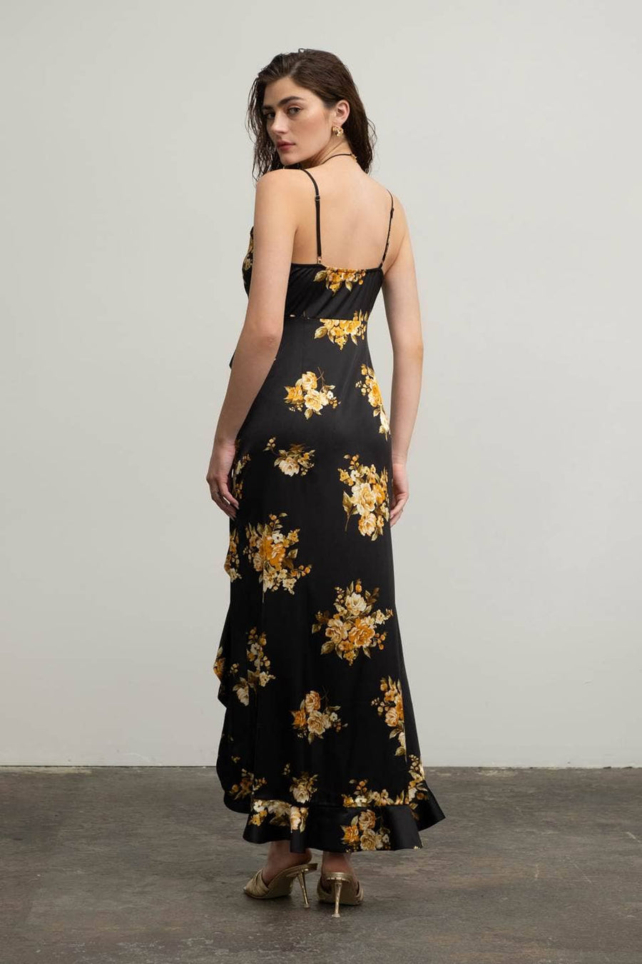 Moon River - FLORAL SLEEVELESS RUFFLE WRAP MAXI DRESS