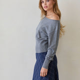 Crescent - Cassie Cinched Waist Boatneck Sweater Top