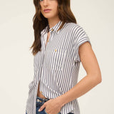 Blu Pepper - STRIPE COLLARED SHORT SLEEVE BUTTON DOWN TOP